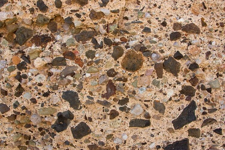 Ignimbritic lithic breccia (tuff breccia) in Tenerife. Width of view 0.8 meters.