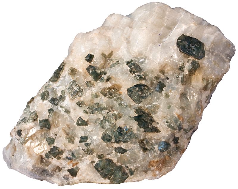 Olivine crystals in calcitic marble