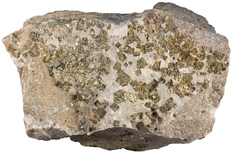 Quartz vein with pyrite in quartzite rock